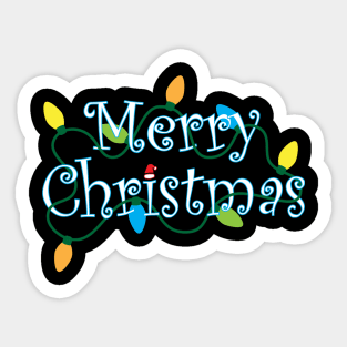 Merry Christmas White and Blue Sticker